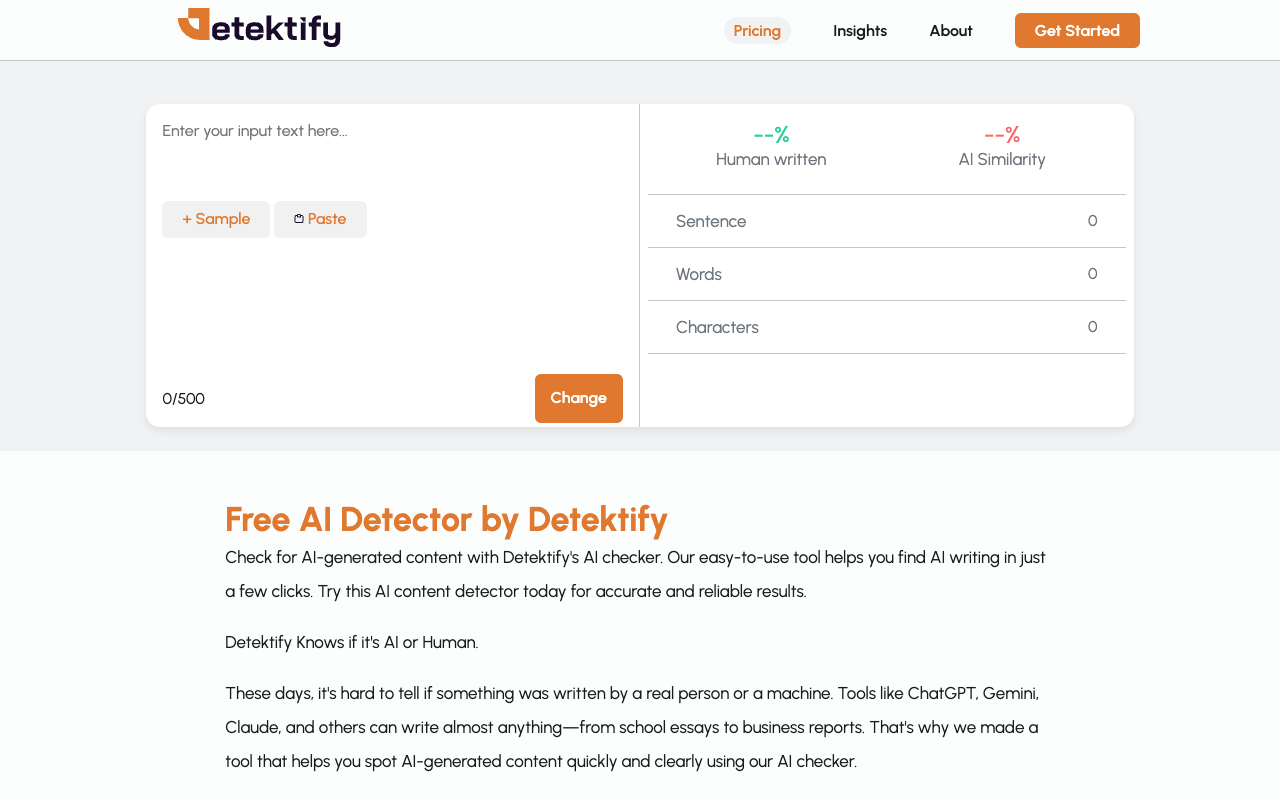 Detektify - A free tool to identify human and AI-written content quickly