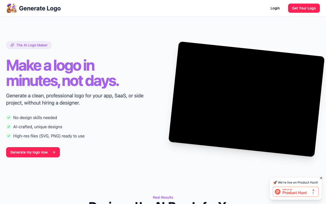 GenerateLogoAI - Create a professional logo in minutes without hiring a designer