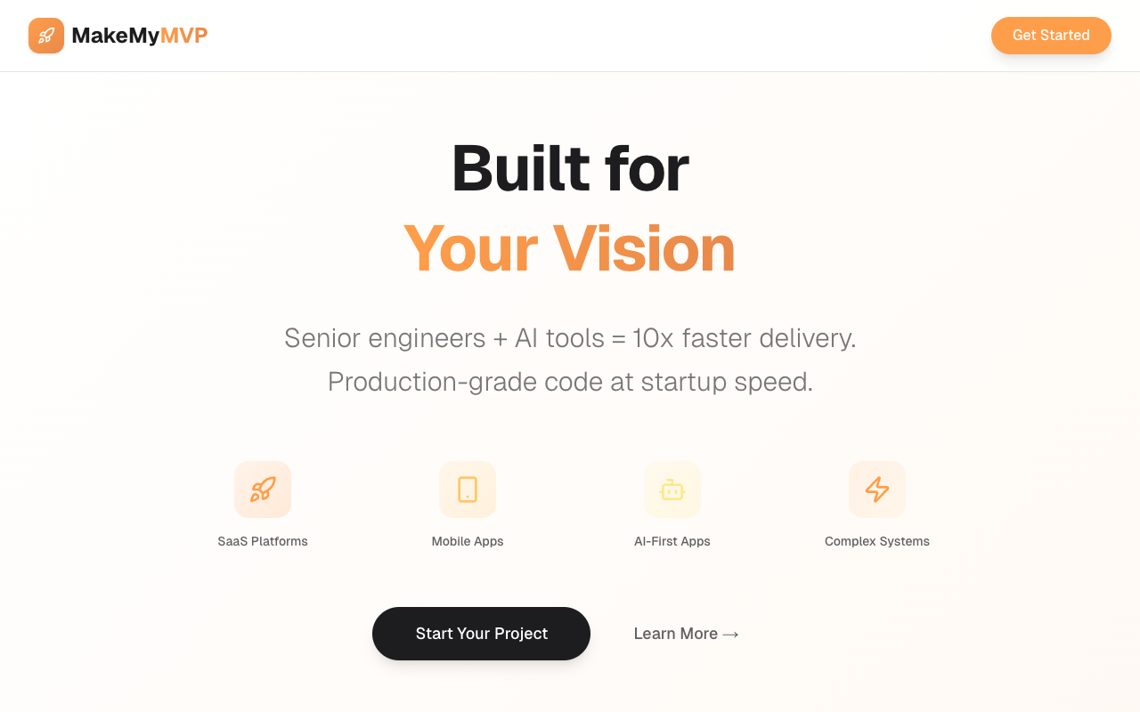 MakeMyMVP - Custom App Development Made Simple with Senior Engineers and AI
