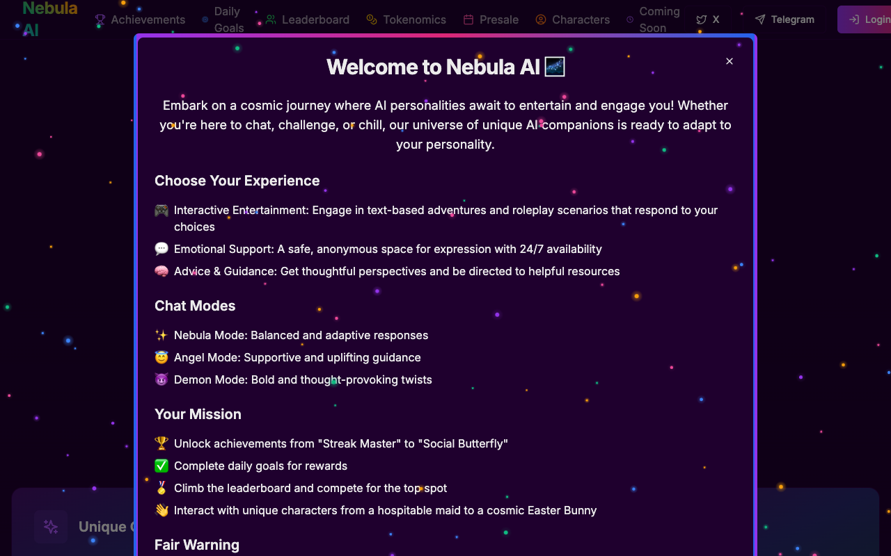 Nebula AI - An interactive platform that offers diverse AI personalities