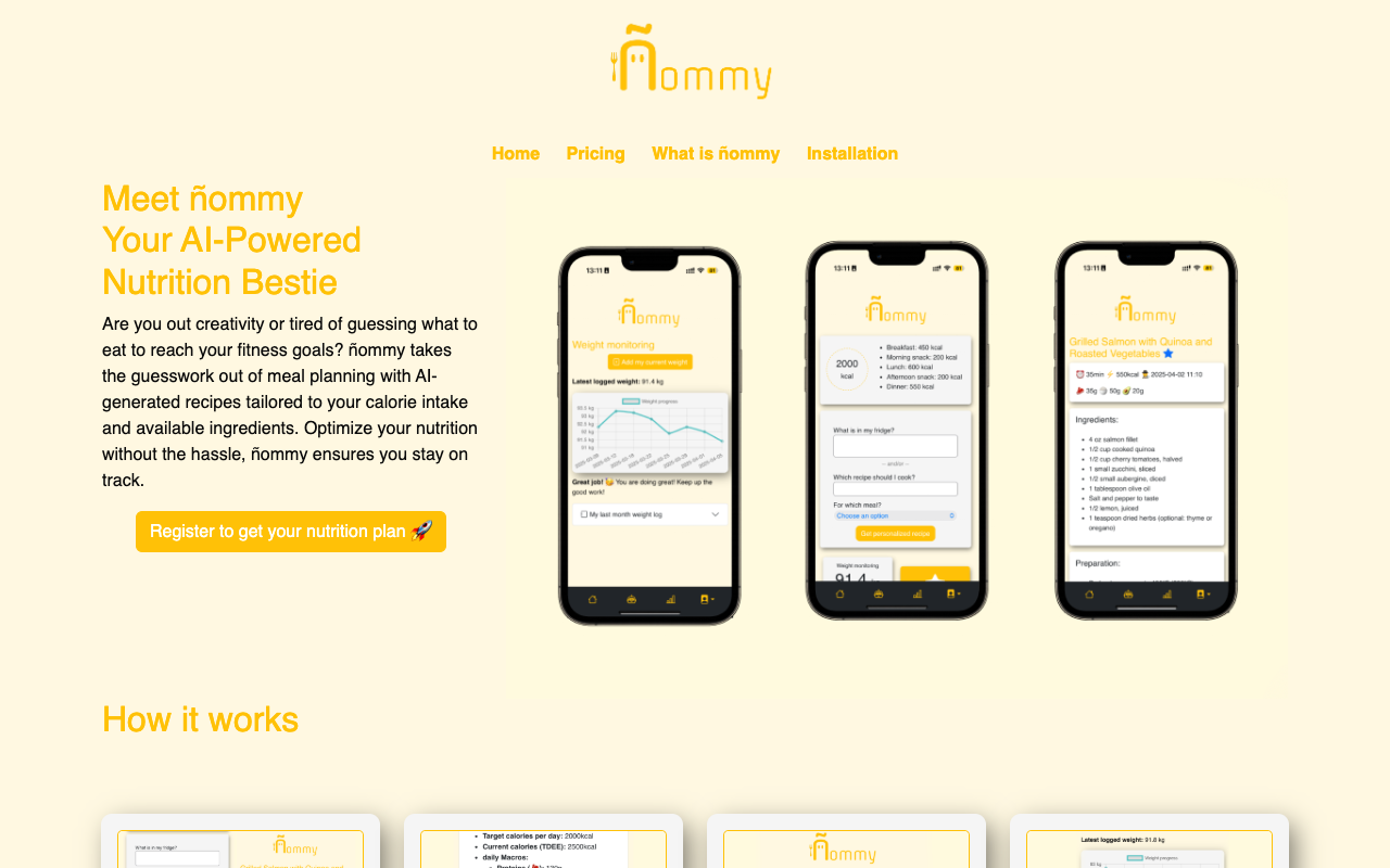 ñommy - An AI-powered nutrition coach that helps you plan meals and reach your fitness goals