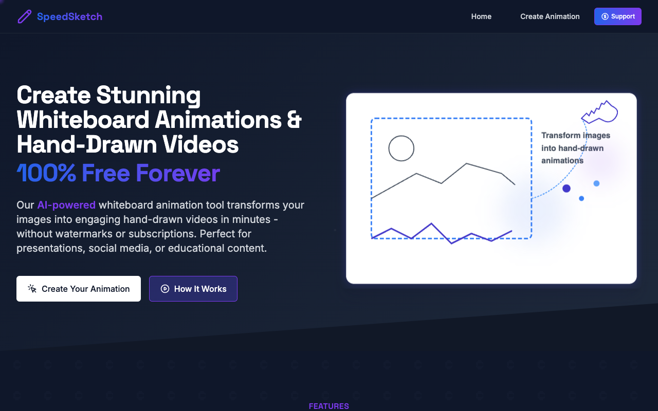 SpeedSketch - An AI tool that creates stunning hand-drawn animations from images