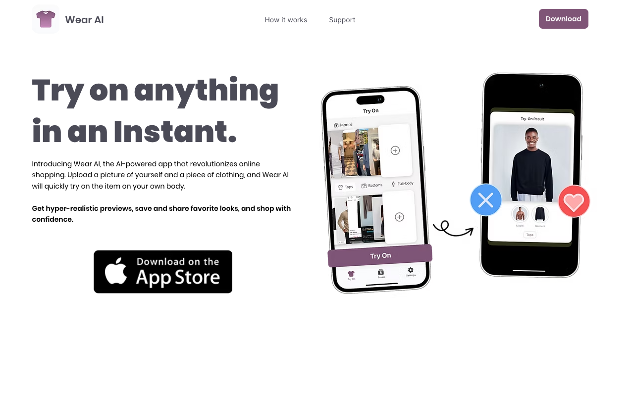 Wear AI - An AI-powered app to try on clothes instantly