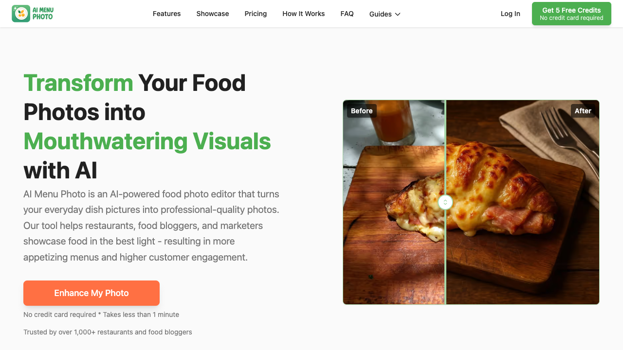 AI Menu Photo - Instantly turn food photos into pro-quality images with AI