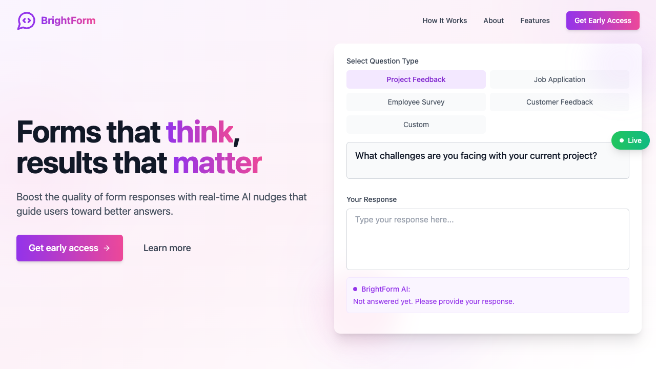BrightForm - Improve quality of form responses with real-time AI nudges