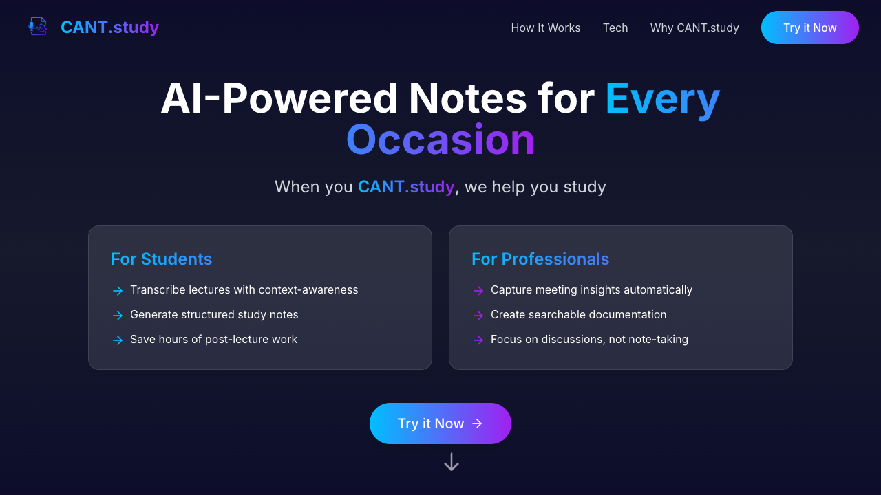 CANT.study - Your AI Note Taking Sidekick for Students and Professionals