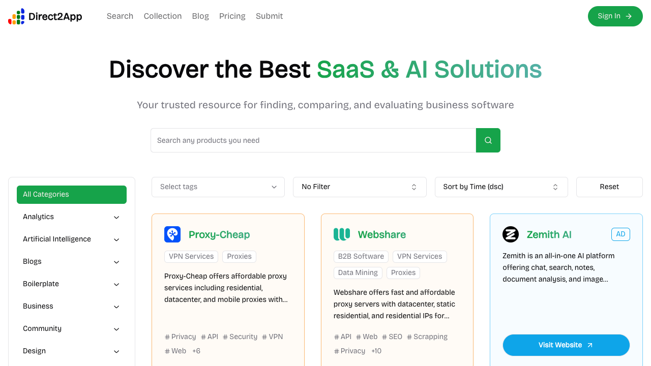 Direct2App - Your Trusted Directory for SaaS and AI Solutions