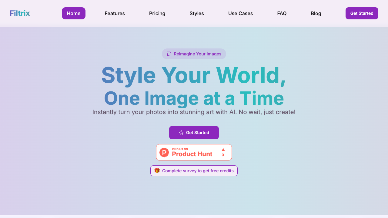 Filtrix.ai - An AI-powered platform that transforms your images into stunning artwork