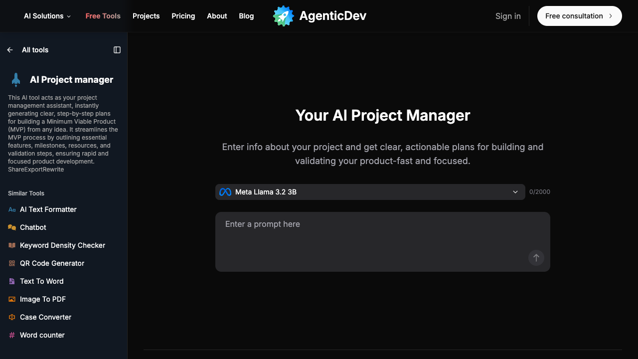 FREE AI Project Manager - Instantly generate clear, actionable MVP plans from any idea