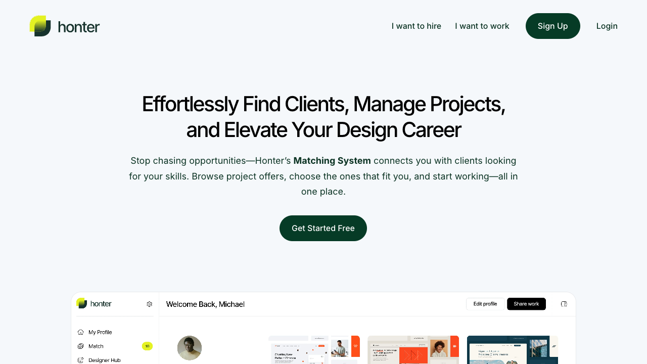 Honter - A seamless platform to hire top designers and manage projects effortlessly
