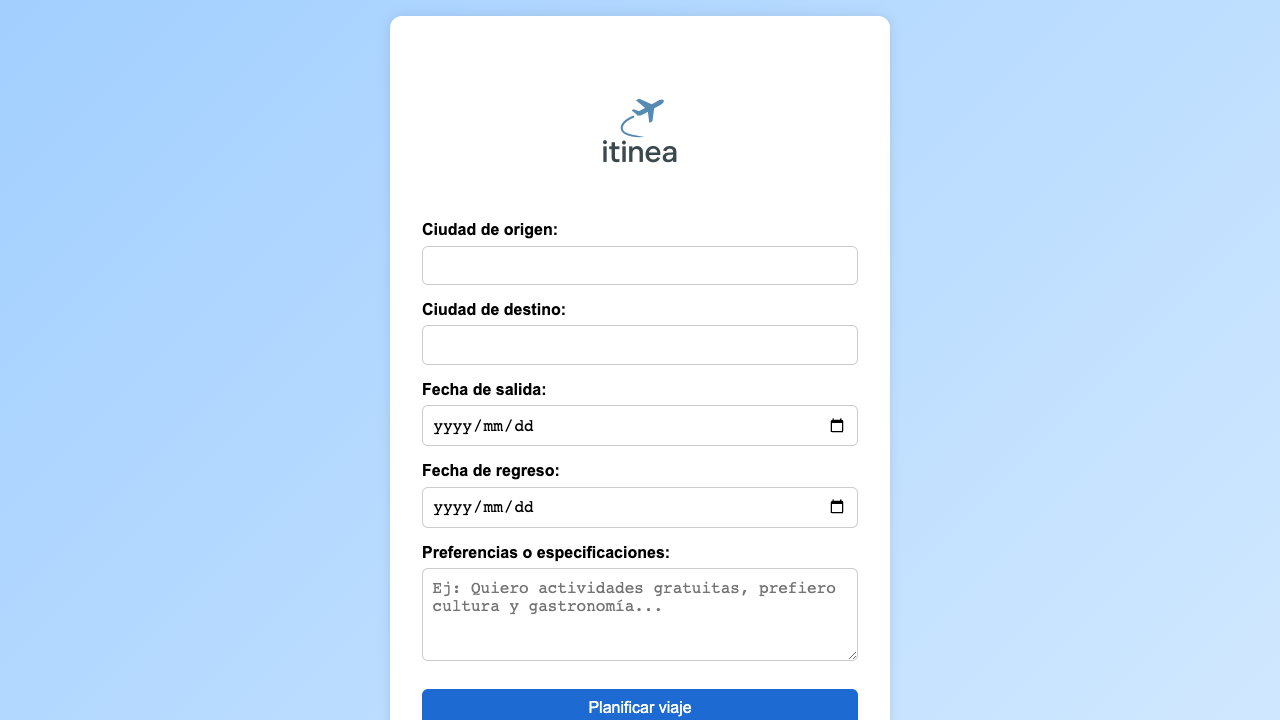 Itinea - Create personalized travel itineraries in minutes, for free and easily