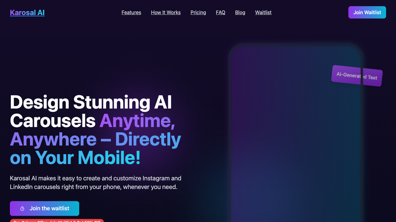 Karosal AI - Create stunning, AI-powered carousels for Instagram and LinkedIn