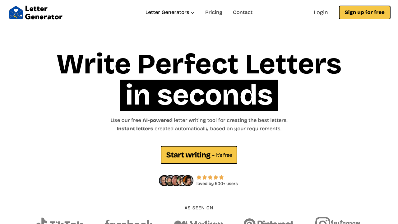 LetterGeneratorAI - An AI tool that helps you write letters in seconds