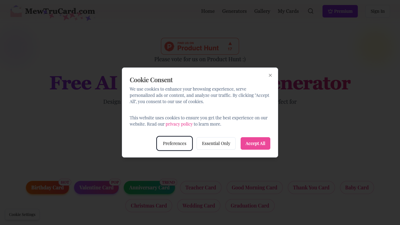 MewtruCard - An AI greeting card platform that creates stunning designs and animations