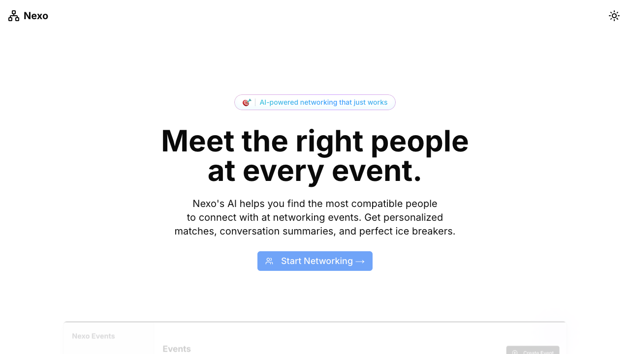 Nexo - An AI-powered networking platform that connects you with the right people at events