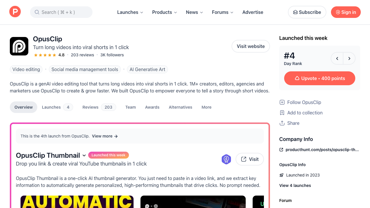 OpusClip Thumbnail - Create viral YouTube thumbnails with just one click