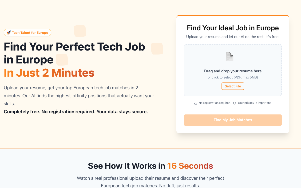 Reverse Job Search - Find your perfect European tech job in 2 minutes