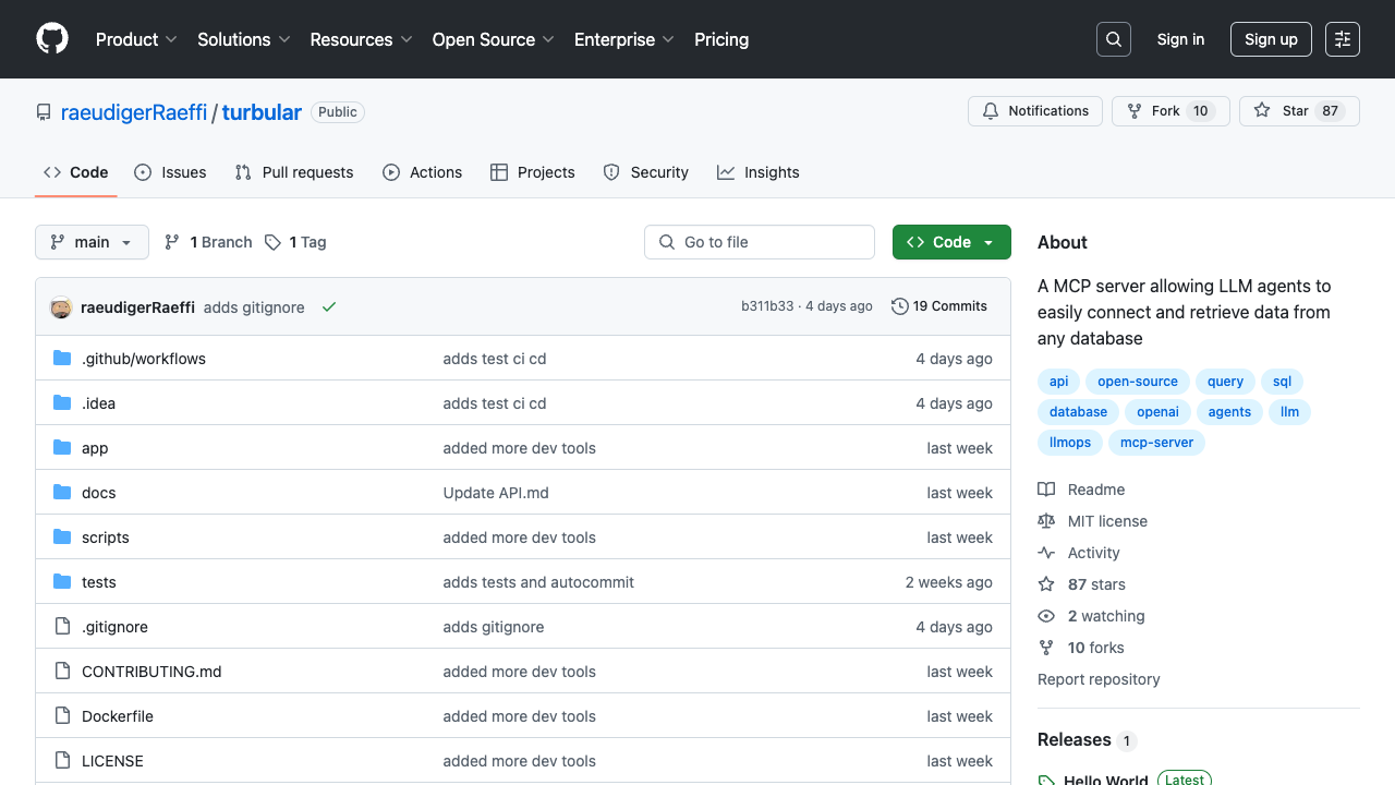 Turbular - An open-source MCP server connecting LLMs to any database