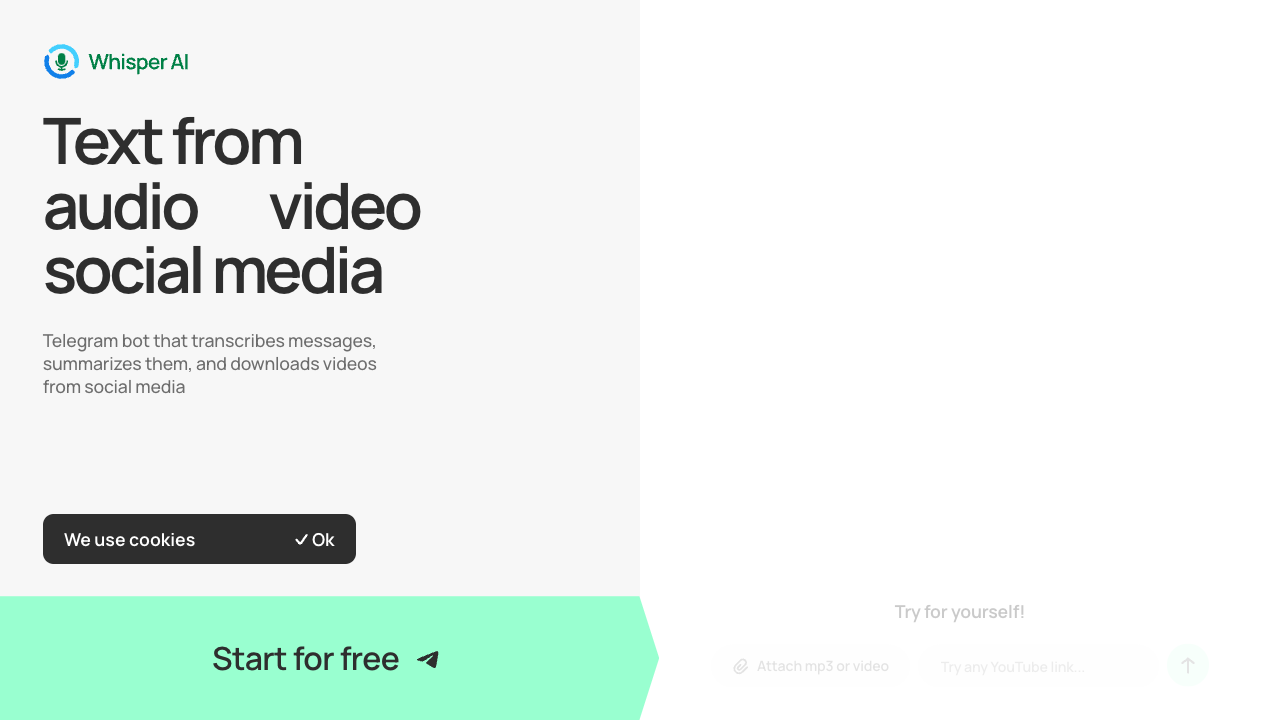 Whisper STT Telegram Bot - Quickly transcribe and summarize audio and video content