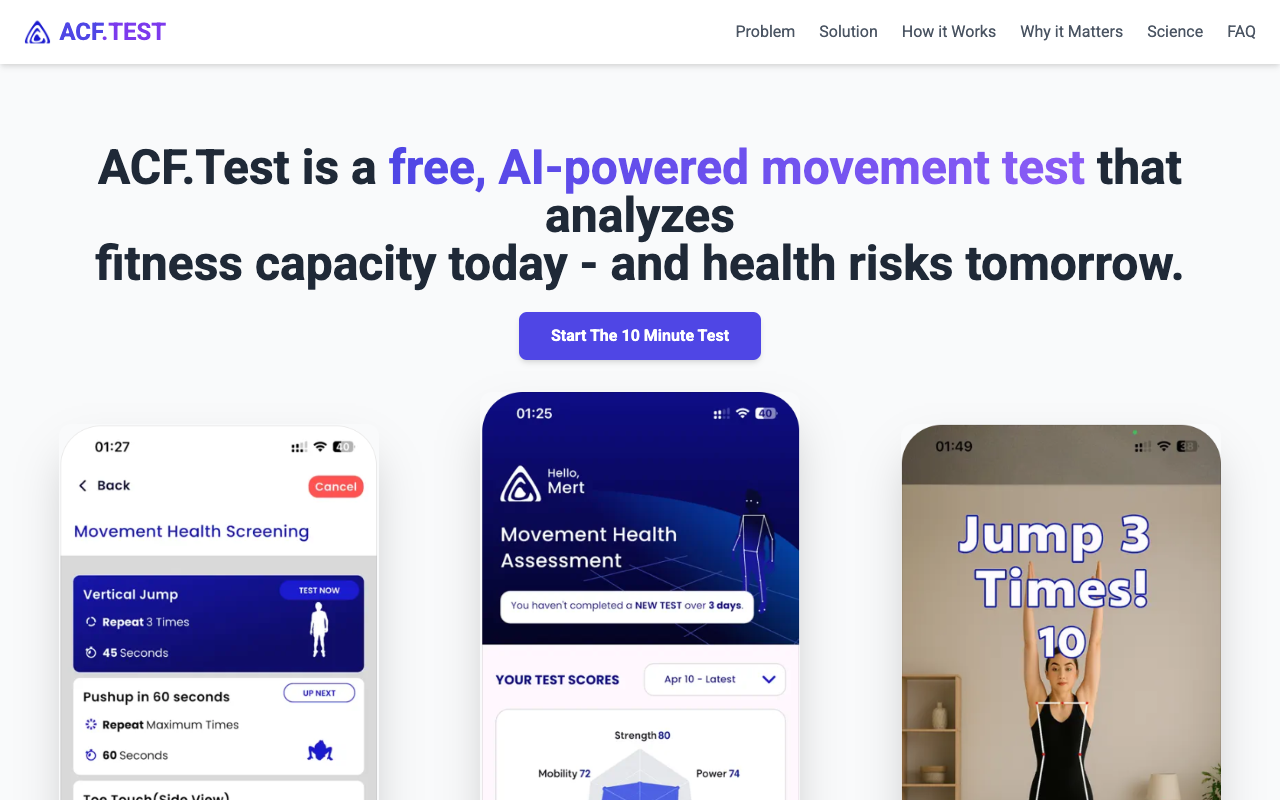 ACF.TEST - AI-driven fitness assessments from your smartphone camera