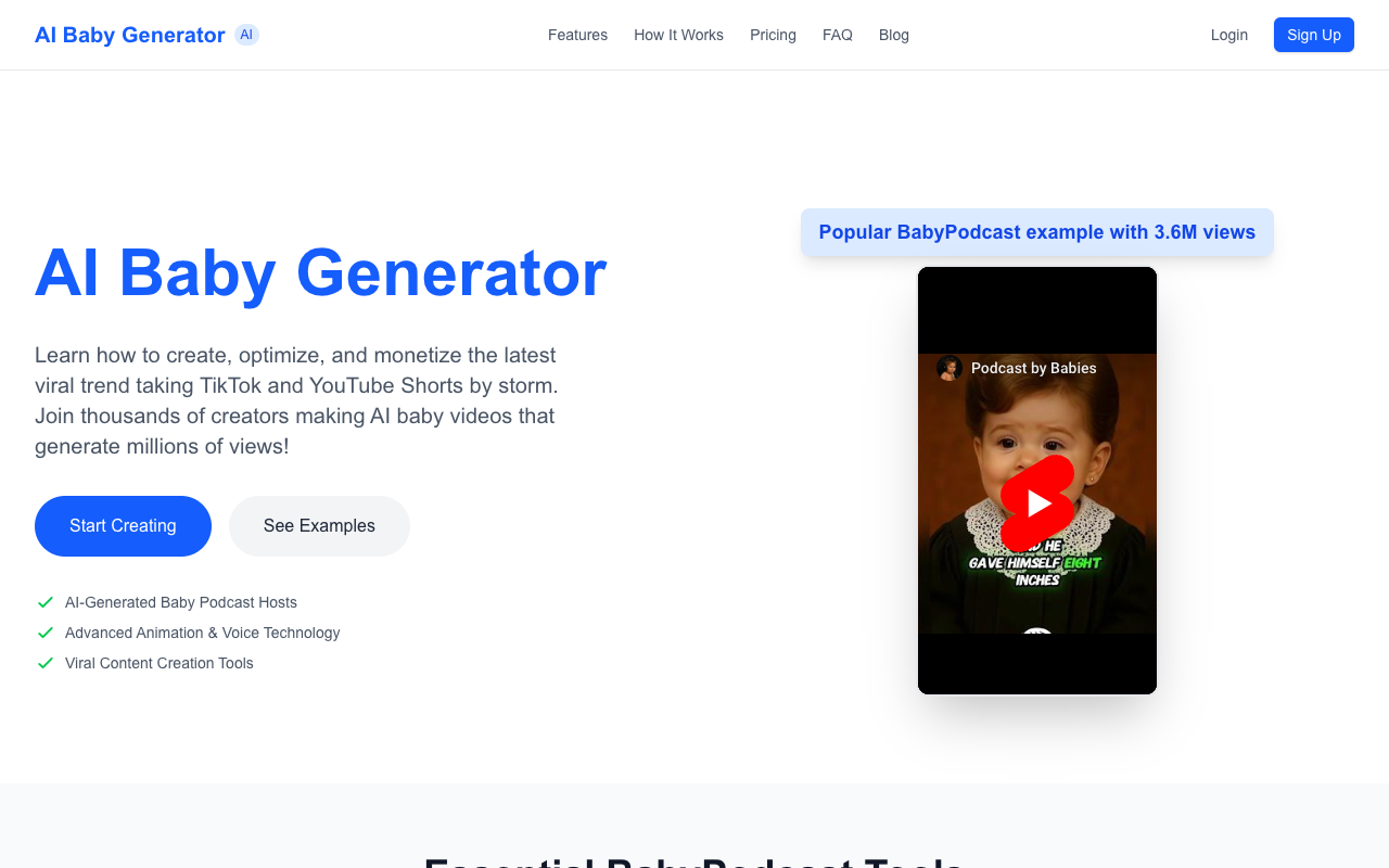 AI Baby Podcast Generator - Create Adorable AI Baby Podcasts to Hear Your Baby's Future Speech