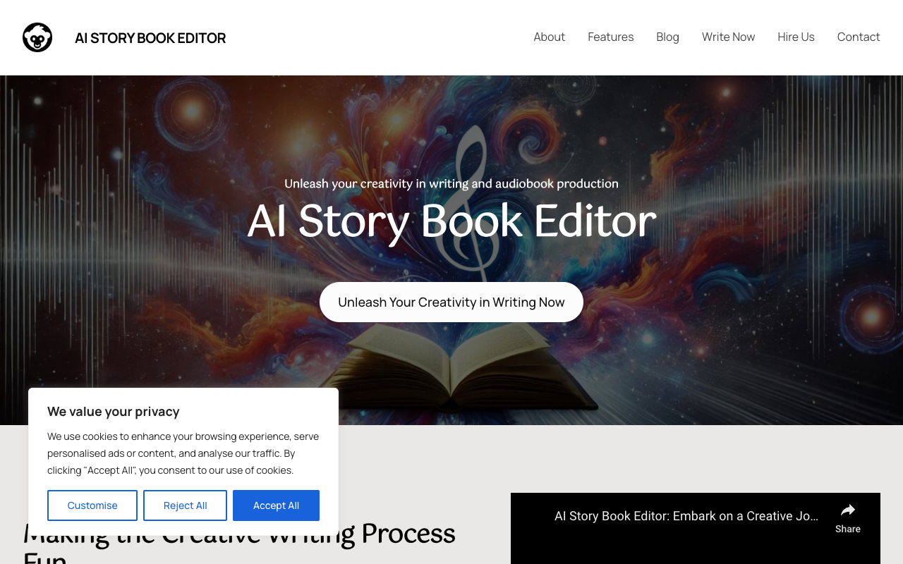 AI Story Book Editor - A tool to help authors create stories and audiobooks quickly
