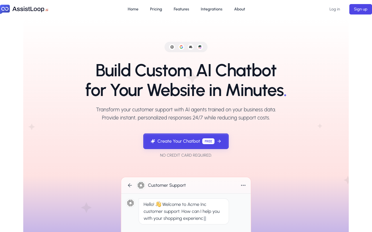 AssistLoop - Build a Custom AI Chatbot for Your Website in Minutes