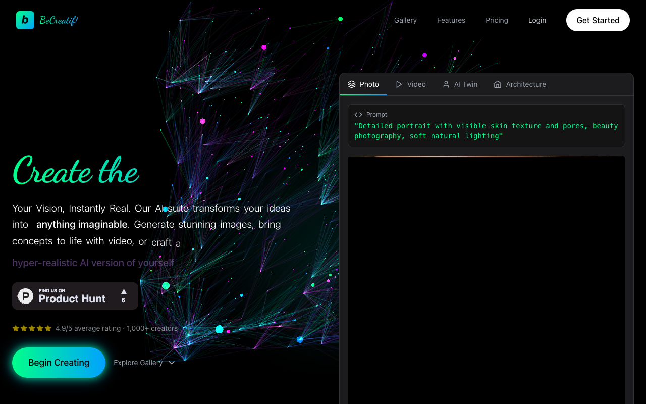 BeCreatif - A browser-based creative studio for turning ideas into stunning visuals