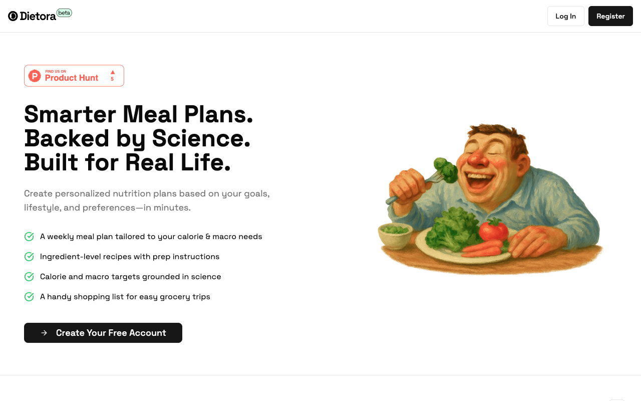 Dietora - Create your personalized meal plan for achieving fitness goals