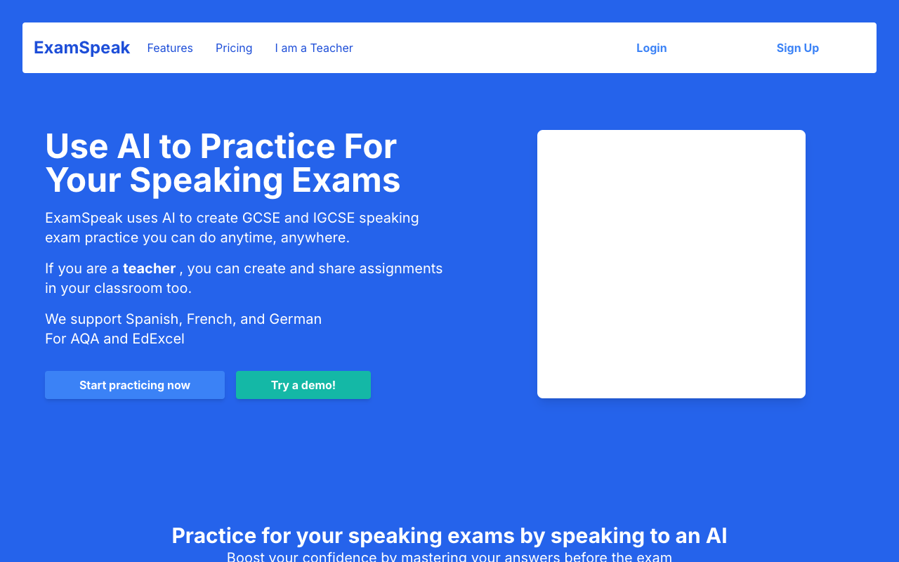 ExamSpeak - An AI tool for practicing GCSE speaking exams anytime, anywhere