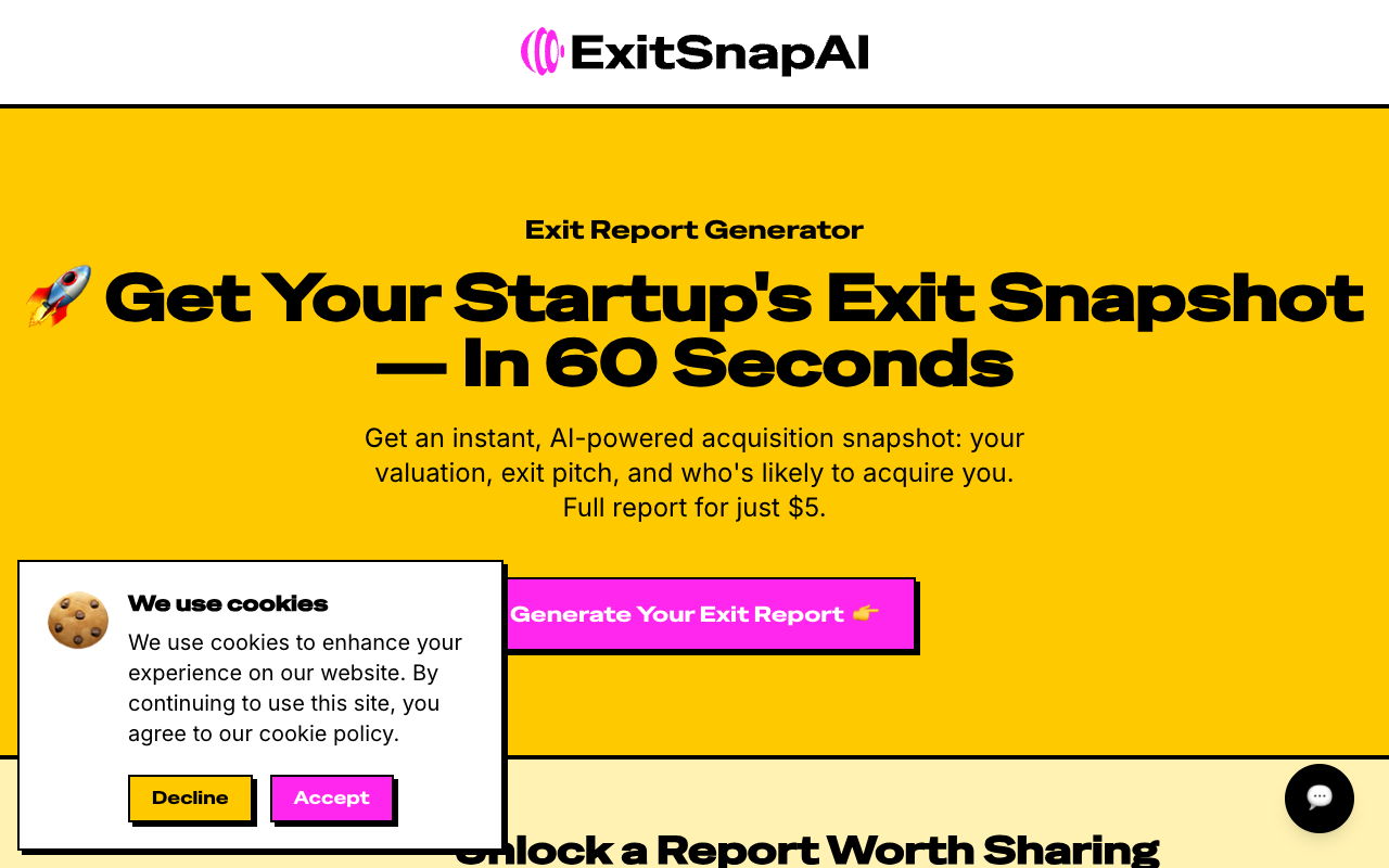 ExitSnapAI - Get your startup's exit snapshot with an instant AI-powered report
