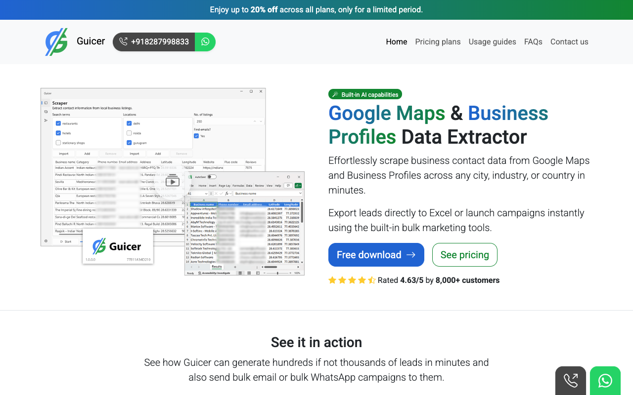 Guicer - A powerful tool for extracting business data from Google Maps and launching marketing campaigns