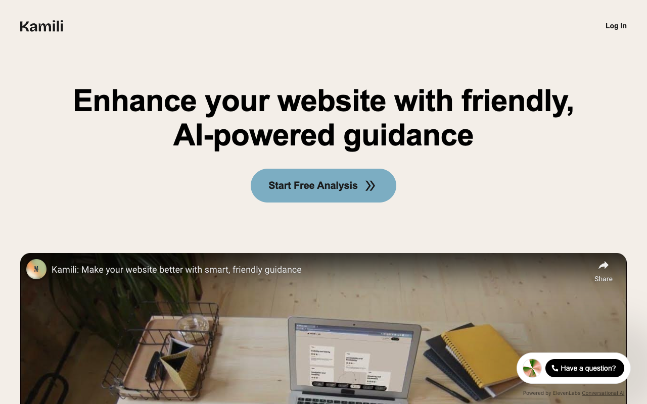Kamili - Level up your website with friendly, AI-powered guidance