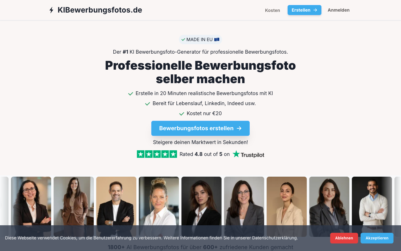KIBewerbungsfotos - Generate professional job application photos with AI