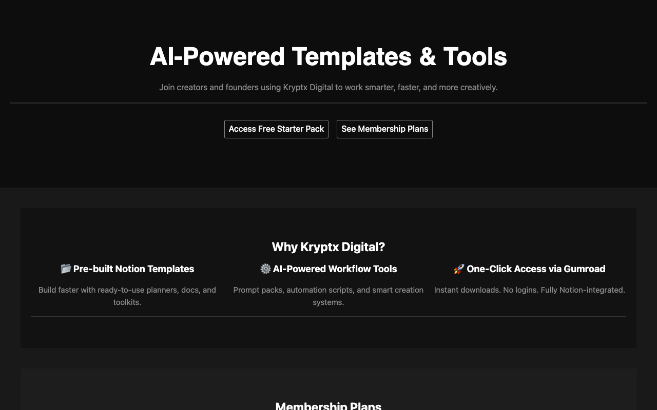 Kryptx Digital - AI templates, prompt packs & workflow tools for creators