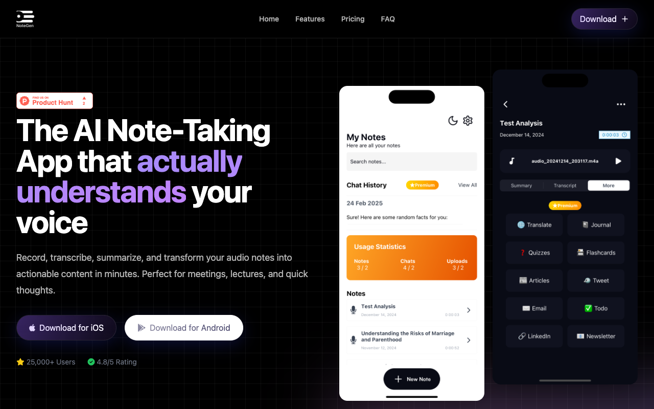 Notegen - The AI Note-Taking App that understands your voice