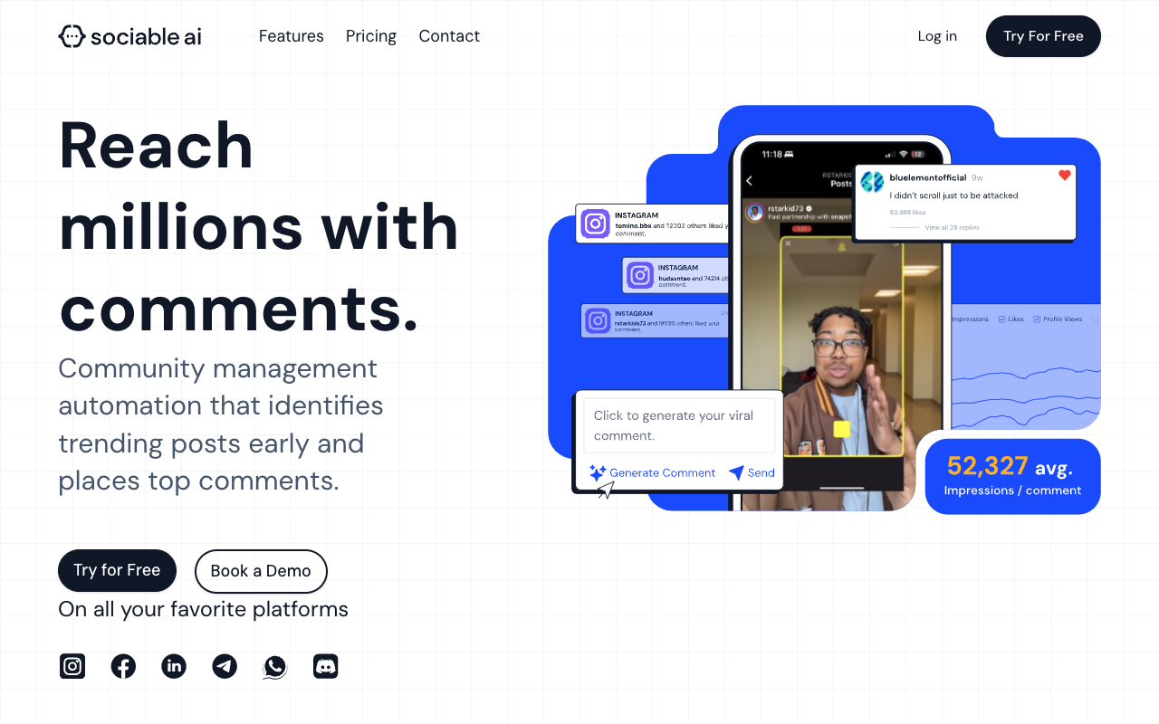 Sociable AI - Generate top comments on viral posts to boost brand awareness
