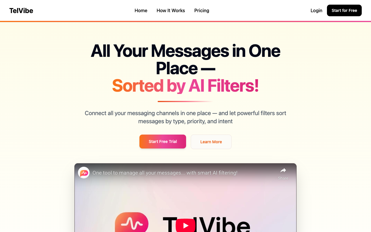 TelVibe - A smart platform that organizes all your messages in one place