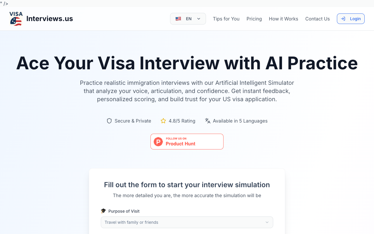 US Visa Interviews with AI - Get Your US Visa: AI That Prepares You for the Interview