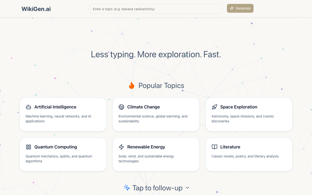WikiGen.ai - An AI-generated encyclopedia for effortless exploration of knowledge