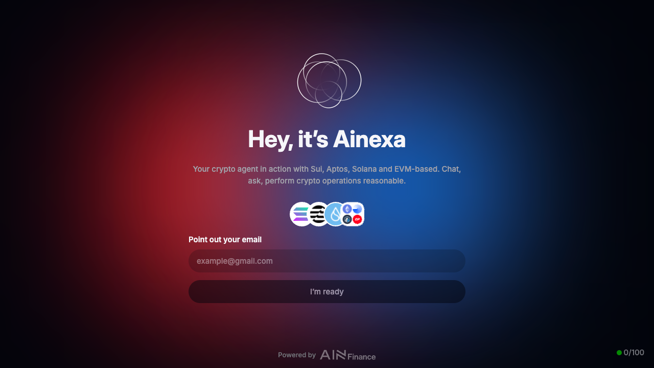 Ainexa Agent - An AI-powered crypto agent for Bitcoin, EVM, Solana, Aptos, and Sui AI cryptocurrency blockchain