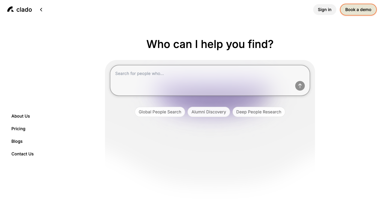 Clado - A powerful tool for deep people research and global searches people-search AI research
