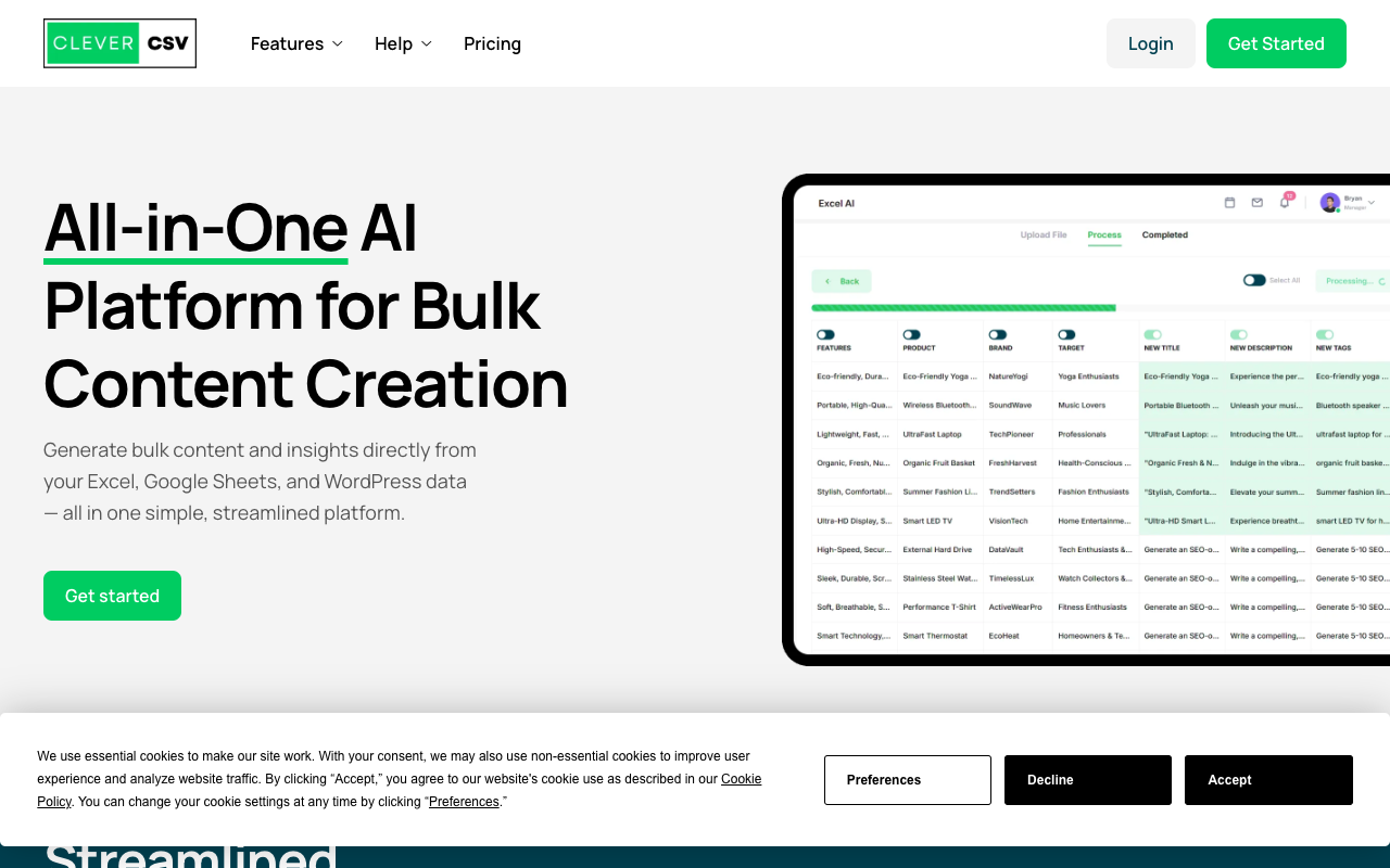 Clever CSV - Instantly turn cells into engaging content with AI content-creation AI productivity
