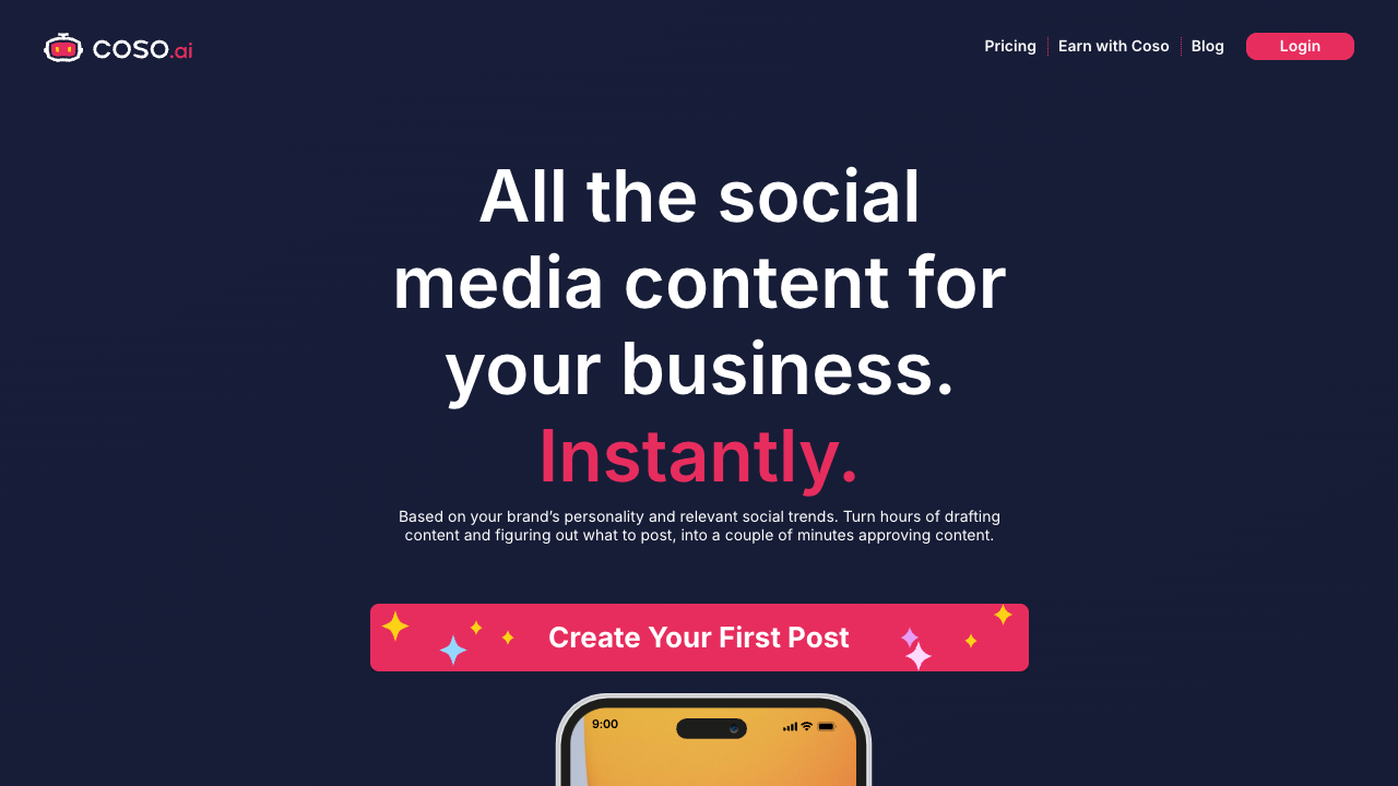 Coso.ai - An AI agent that creates engaging social media content for your brand social-media AI content-creation
