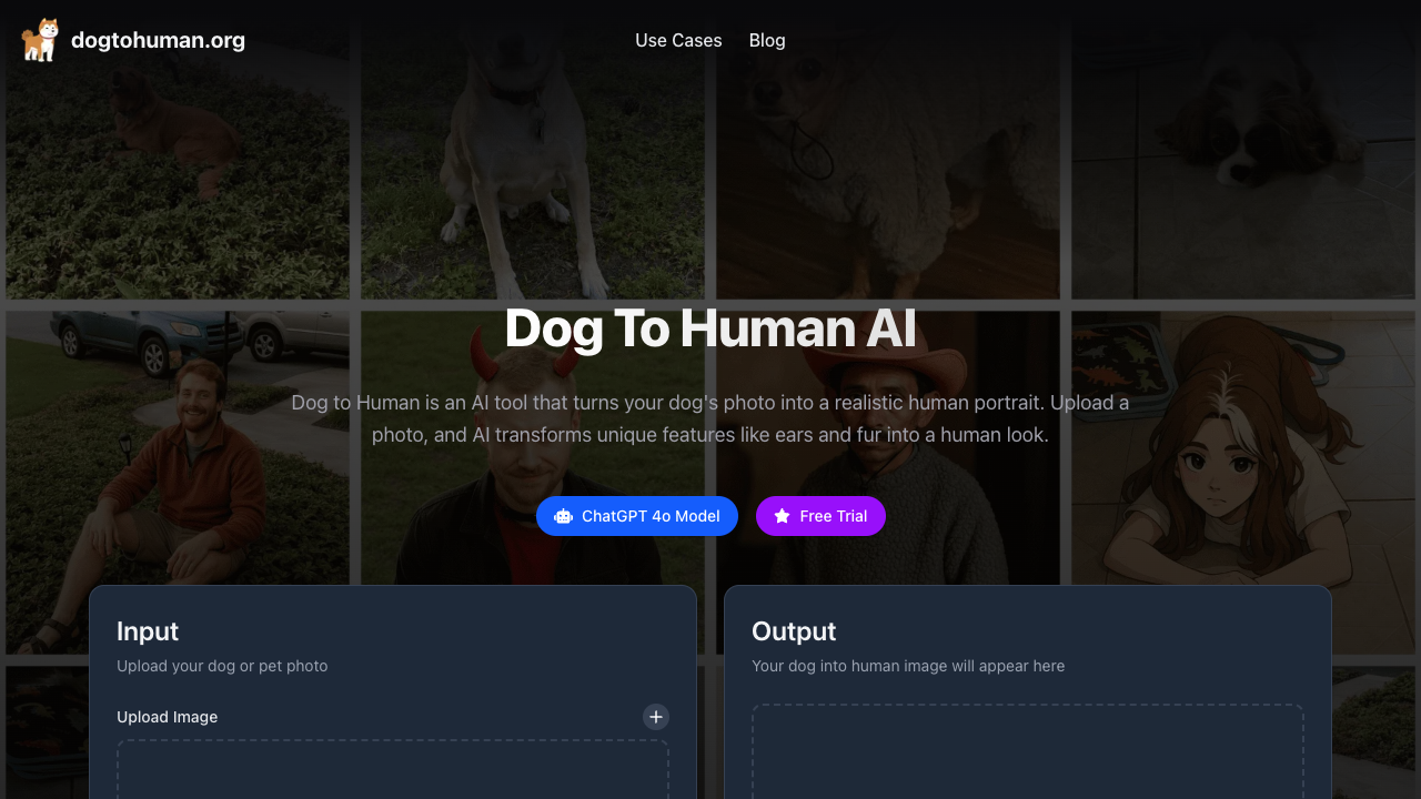 Dog To Human AI - Turn Your Dog’s Unique Traits Into a Human Masterpiece! AI pet-portrait image-transformation