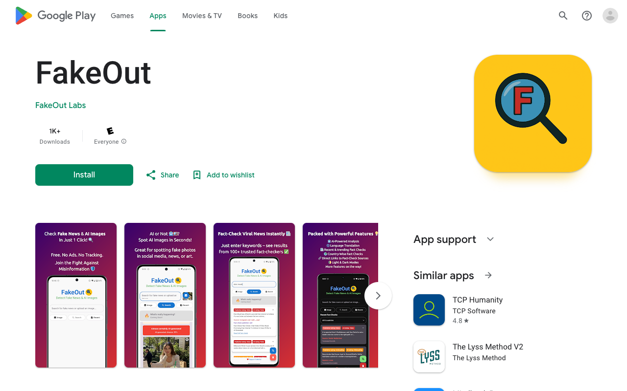 FakeOut - An app to stop fake news and verify AI-generated images quickly fake-news fact-checking AI-images