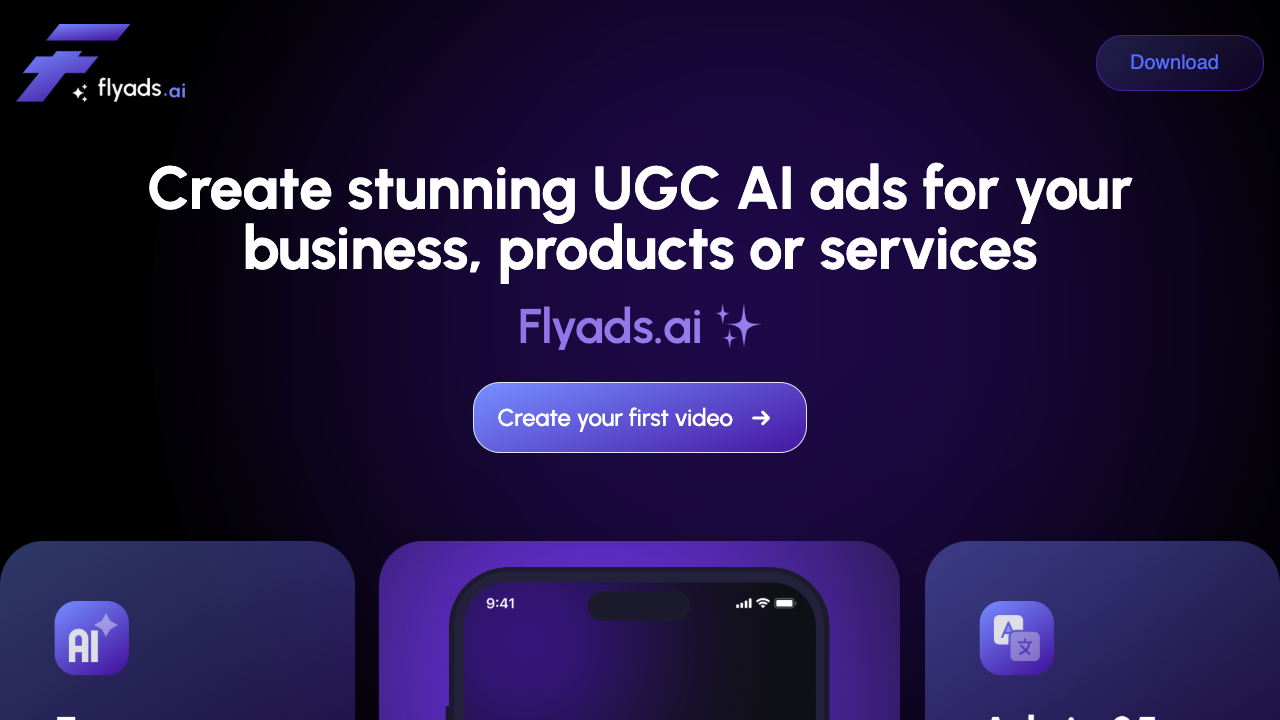 Flyads - Create stunning UGC AI videos that will make your business fly