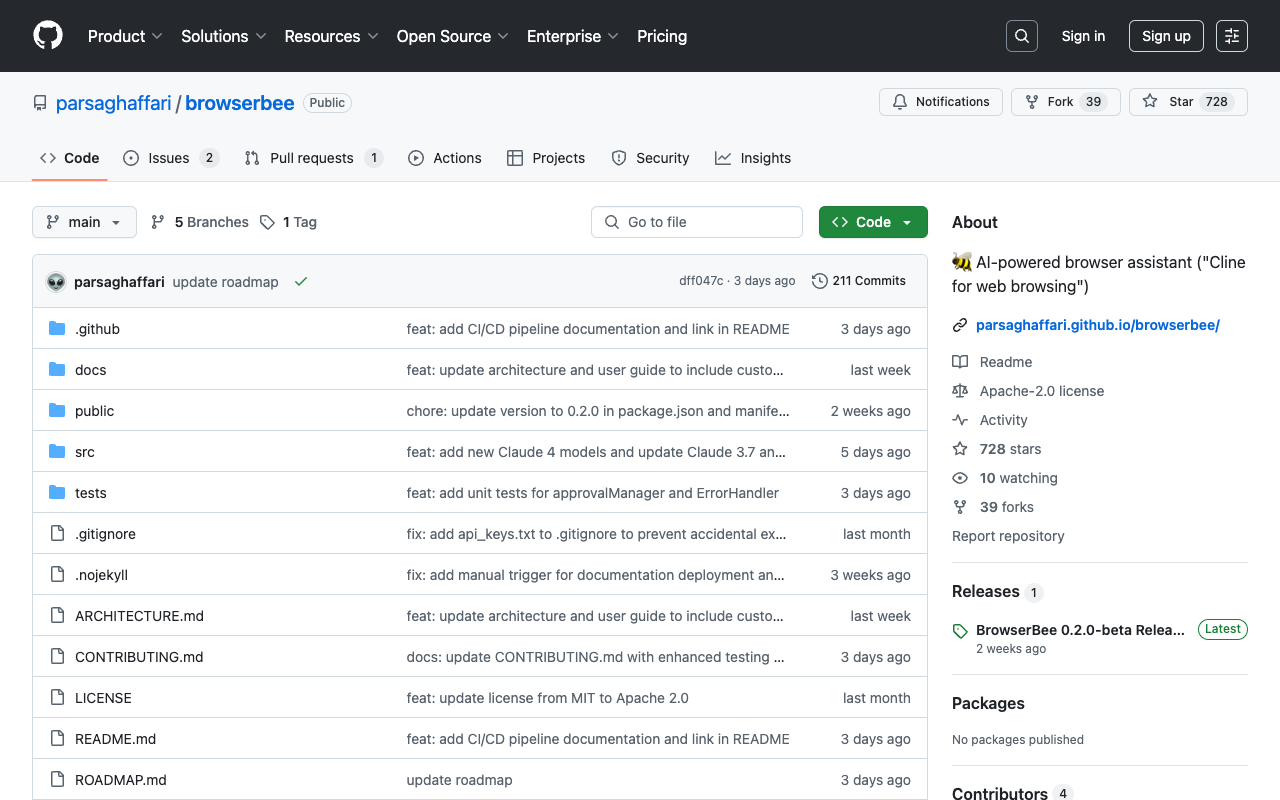 BrowserBee - An AI-powered browser assistant that lets you control your web experience with natural language