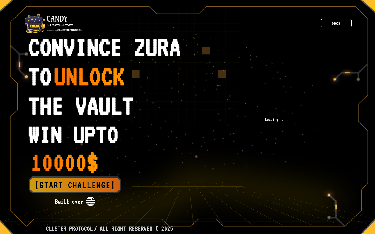 Candy Machine - An AI Agent that challenges you to unlock a vault for a chance to win $10,000