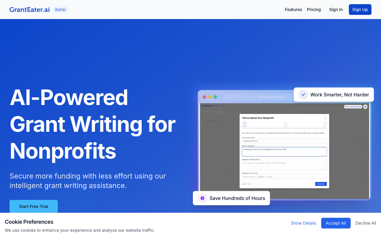 GrantEater.ai - An AI-powered tool that helps nonprofits write grant proposals quickly and easily
